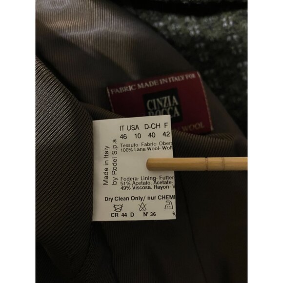 Vintage Cinzia Rocca Wool Jacket 10 Blazer Tweed Italy Quiet Luxury 100% Wool - Picture 11 of 12